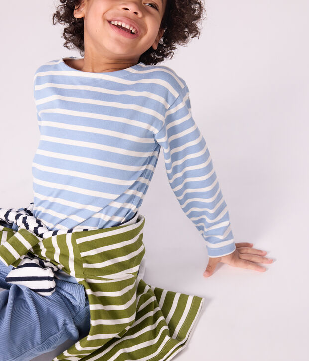 Children's cotton Breton top blue/ecru