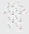 Babies' footless dog print cotton pyjama suit MARSHMALLOW white/MULTICO white