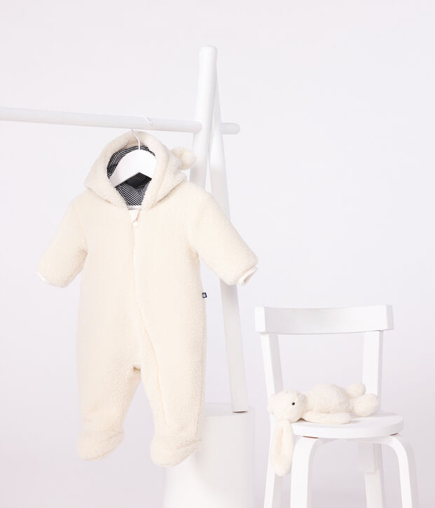 Babies' sherpa snowsuit with ears and a pinstriped lining MILK