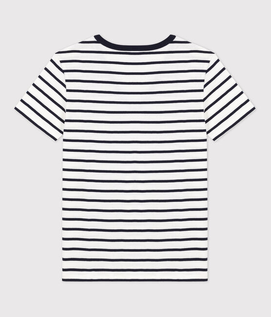 Women's Iconic Cotton V-Neck T-Shirt MARSHMALLOW white/SMOKING blue