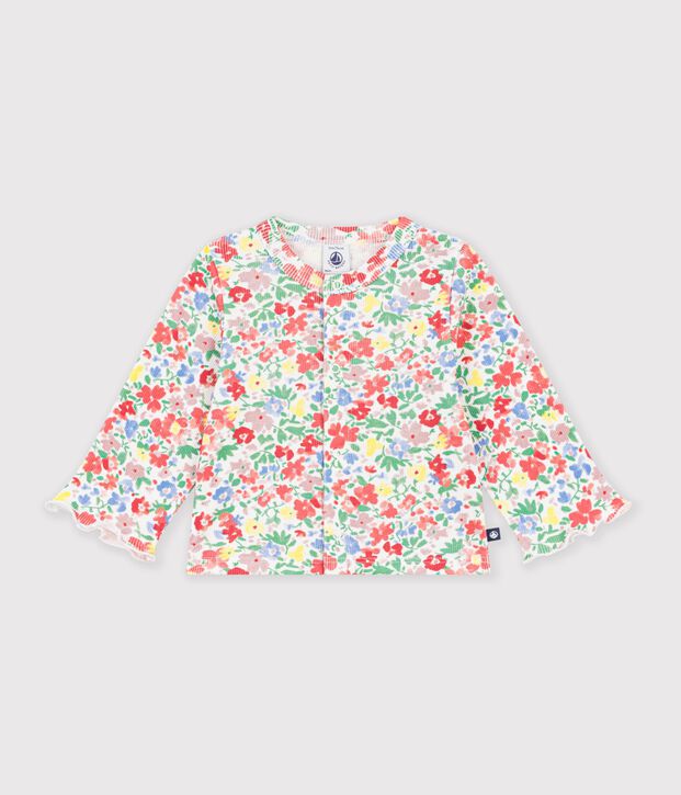 Babies' floral-print cotton cardigan white/multicolor
