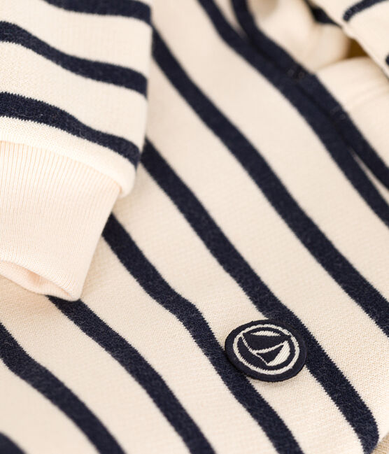 Hooded sweatshirt in brushed fleece for girls or boys AVALANCHE white/SMOKING blue