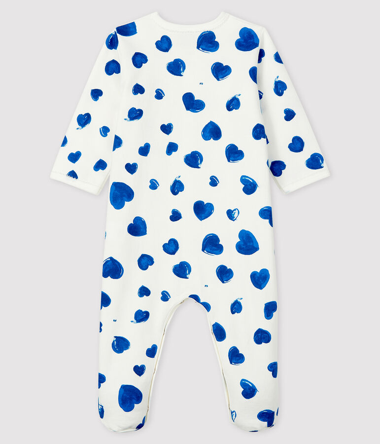 Baby Girls' Blue Heart Fleece Sleepsuit white/multicolor