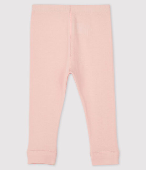 Baby girl's leggings in plain 1x1 rib knit MINOIS pink
