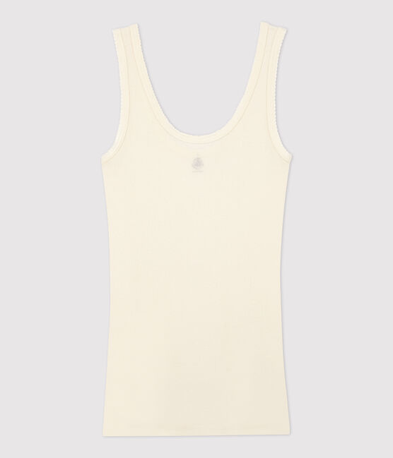 Women's wool and cotton blend tank top MARSHMALLOW white