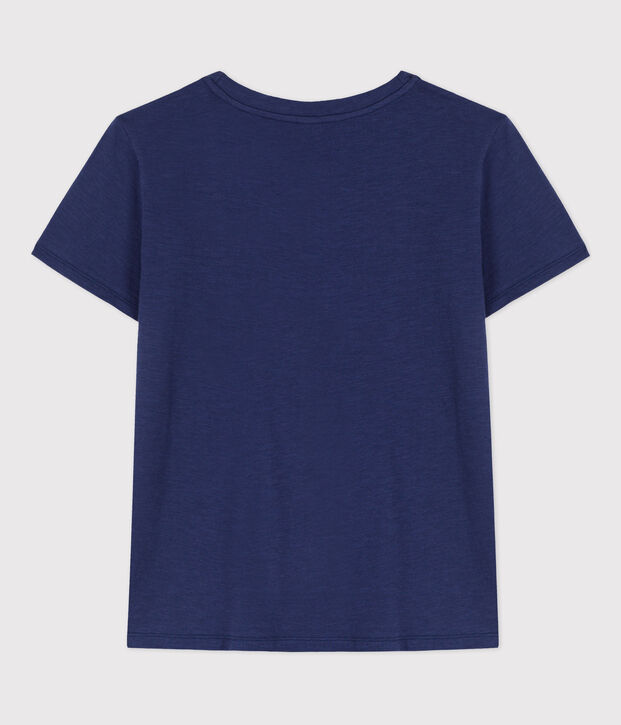 Women's Straight Round-Neck Cotton T-Shirt blue