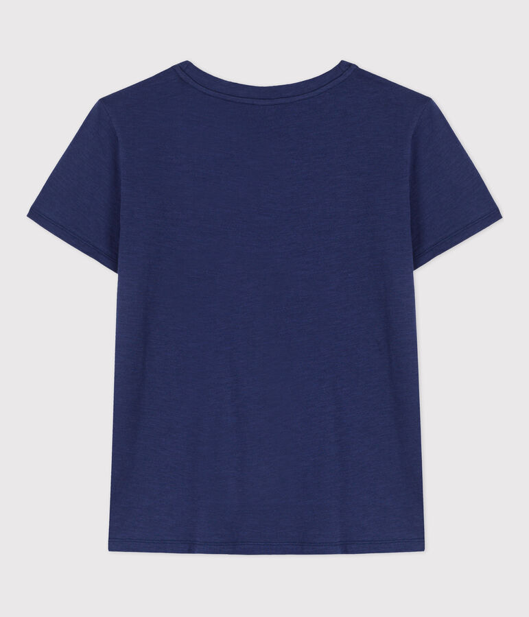 Women's Straight Round-Neck Cotton T-Shirt blue