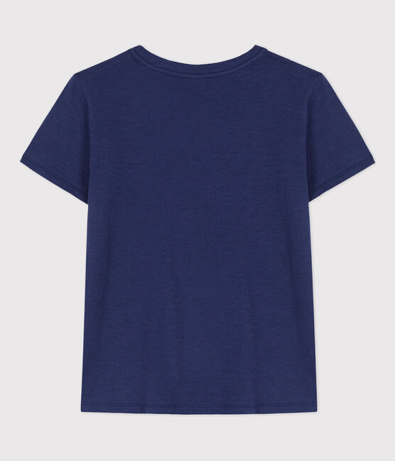 Women's Straight Round-Neck Cotton T-Shirt CHALOUPE blue