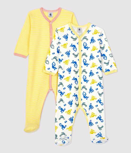 Stripy and Monkey Themed Cotton Sleepsuits - 2-Pack variante 1