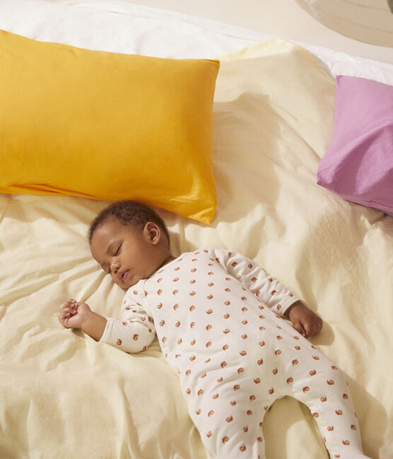 Babies' Fleece Patterned Sleepsuit MARSHMALLOW white/ECUREUIL