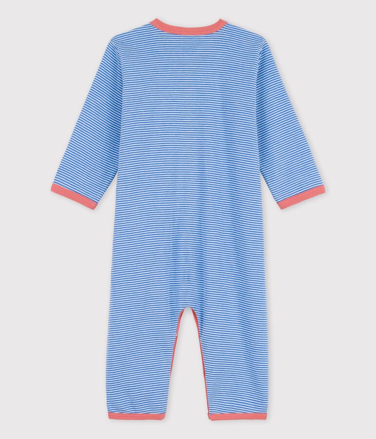 Babies' Stripy Organic Cotton Footless Sleepsuit blue/white