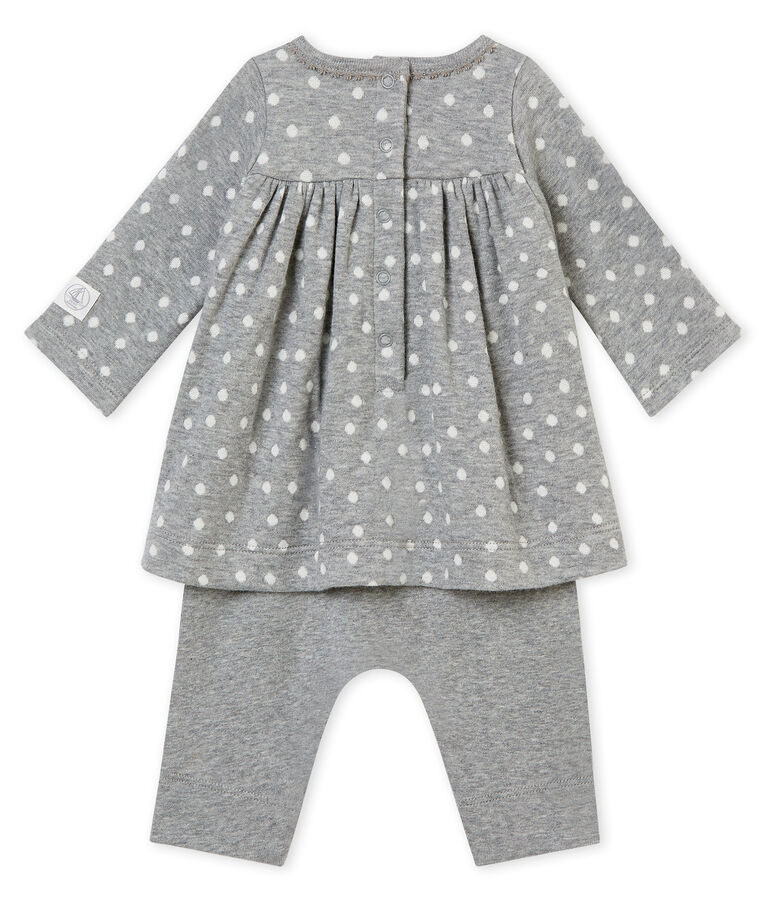Baby girl's leggings dress SUBWAY grey/MULTICO white