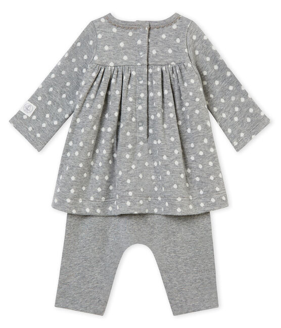 Baby girl's leggings dress SUBWAY grey/MULTICO white