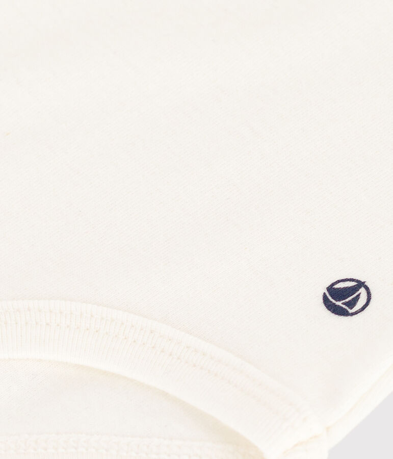 Babies' Short-Sleeved Cotton Bodysuit With Ruffle Collar white