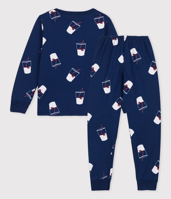 Children's Organic Cotton Pyjamas Tajinebanane x Petit Bateau MEDIEVAL blue/MULTICO white