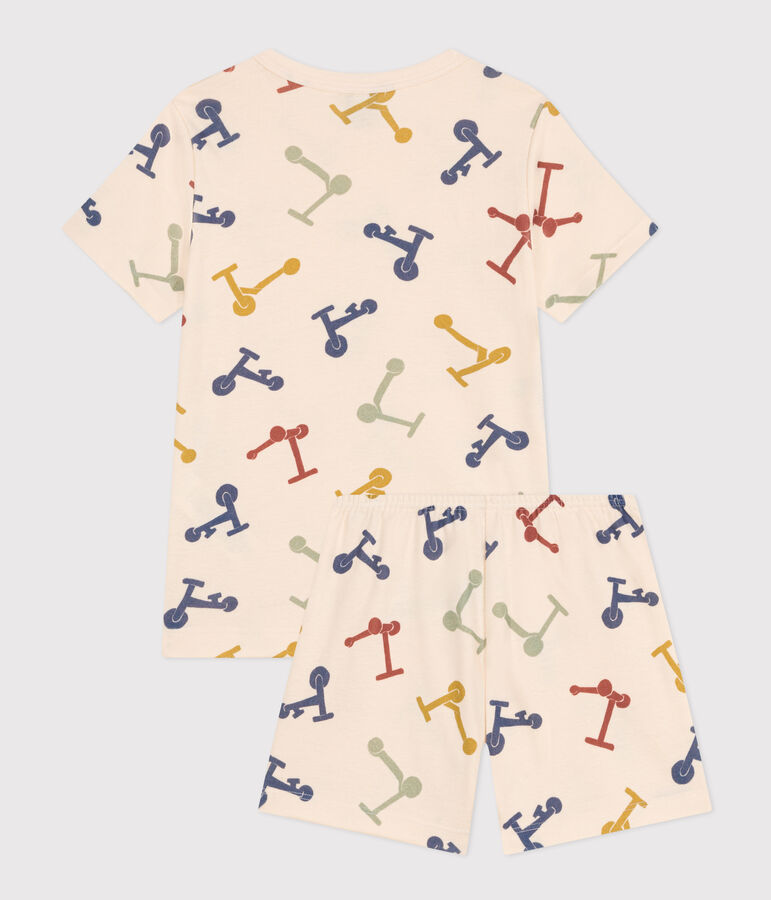 Children's Short Cotton Scooter Print Pyjamas Ecru/multicolor