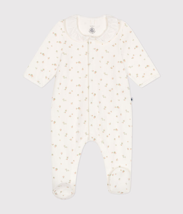 Babies' velour pyjamas white/multicolor