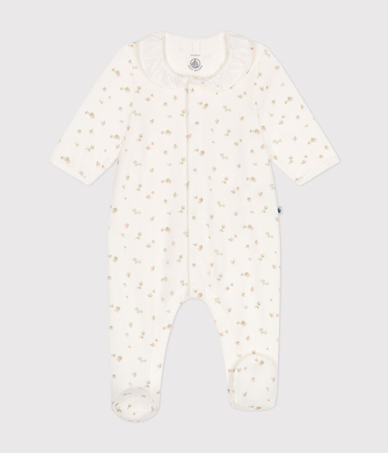 Babies' velour pyjamas MARSHMALLOW white/MULTICO white