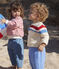 Babies' Striped Knitted Cotton Jumper AVALANCHE white/MULTICO