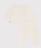 Babies' two-piece wool and cotton jacquard knit set MARSHMALLOW white