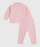 Babies' sweatshirt and trousers set in plain cotton JOLI pink