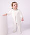 Babies' pyjama suit in plain velour with a collar and floral print detail white