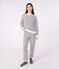 Women's stripy cotton terry pyjamas MILK blue/SOIR