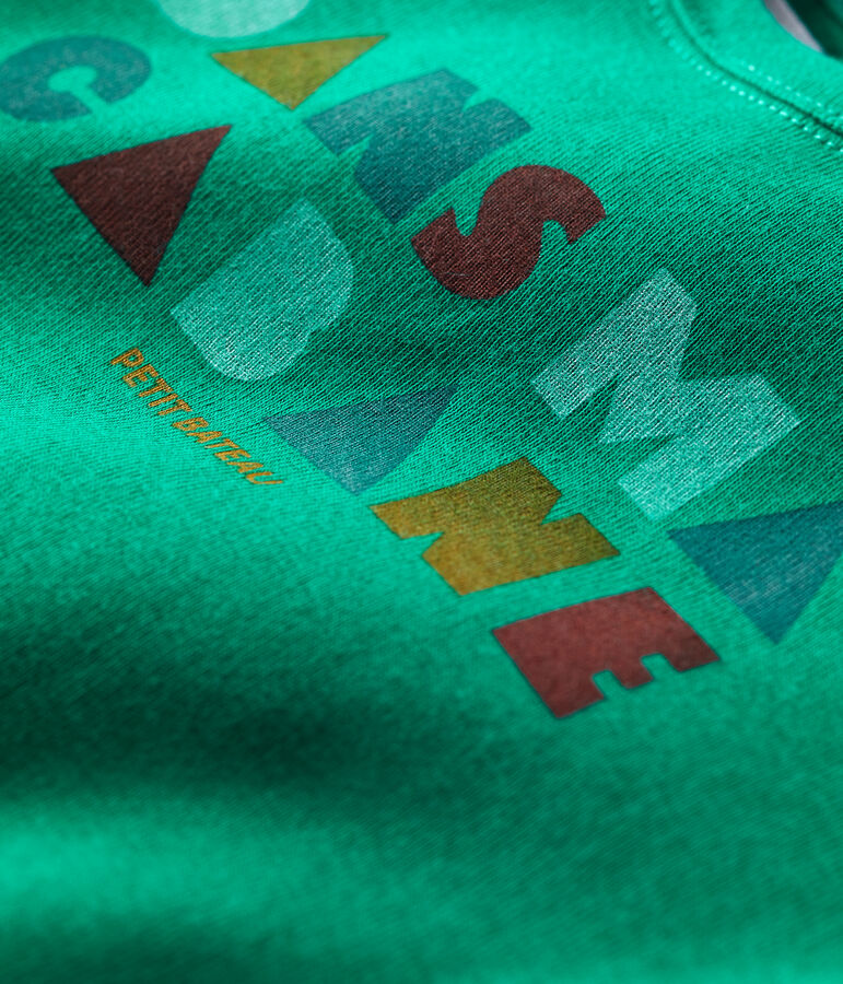 Babies' Short-Sleeved Cotton T-Shirt With Motif green