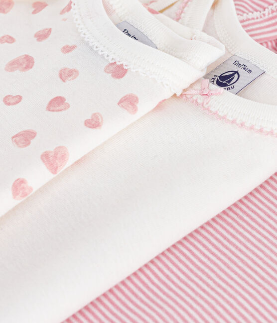 Pack of babies' long-sleeved heart-print cotton bodies variante 1