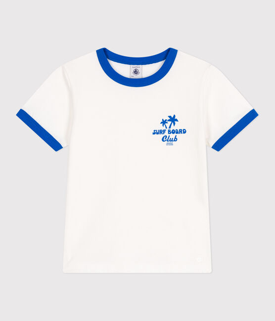 Children's printed short-sleeved cotton T-shirt MARSHMALLOW white