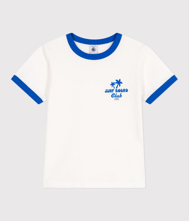 Children's printed short-sleeved cotton T-shirt white