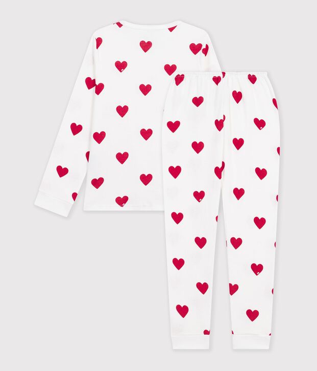 Children's cotton Pyjamas with heart print white/red