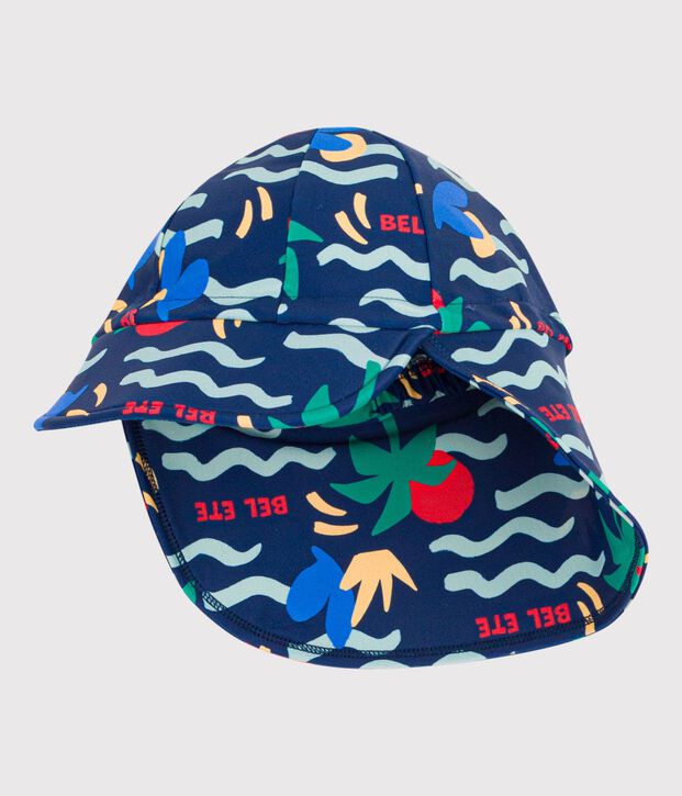 Babies' UV protection wave print cap blue/multicolor