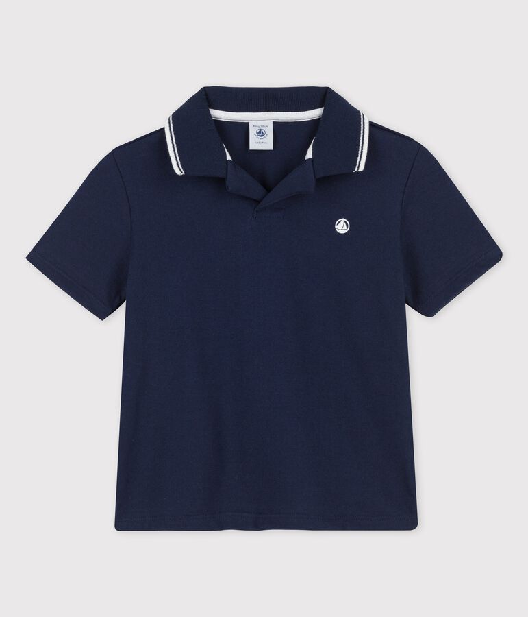 Boys' Short-Sleeved Jersey Polo Shirt blue