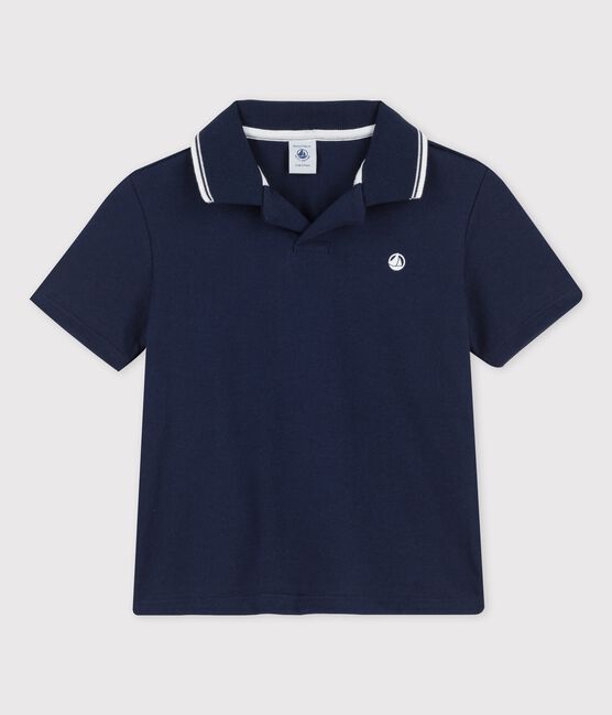 Boys' Short-Sleeved Jersey Polo Shirt SMOKING blue