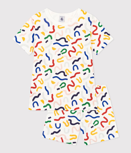 Babies' Luminous Printed Cotton Shorts MARSHMALLOW white/MULTICO white