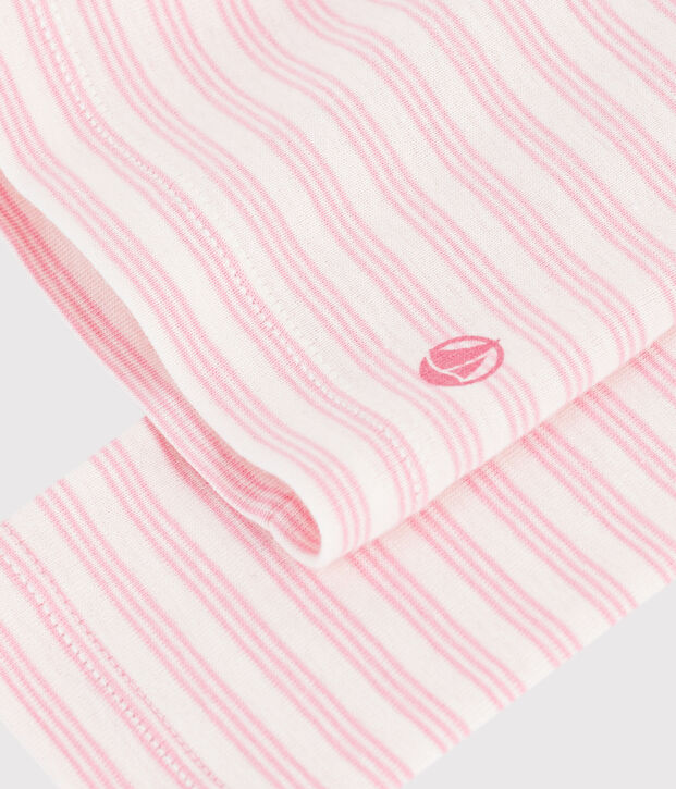Children's stripy cotton rollneck top pink/pink