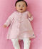 Babies' dress with a collar, printed with hearts and flowers, and leggings in cotton JOLI pink/MULTICO white