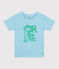 Children's short-sleeved printed cotton T-shirt AQUATIC blue