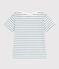 Children's short-sleeved stripy cotton T-shirt MARSHMALLOW green/DRAGONFLY