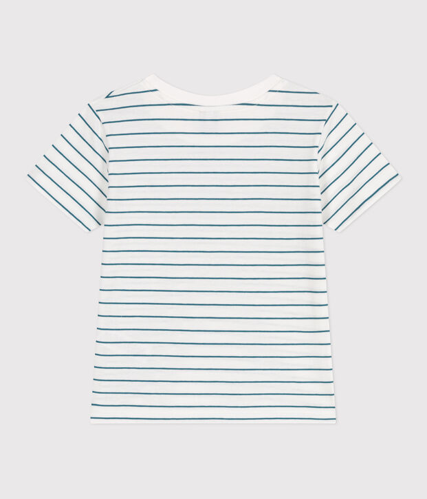 Children's short-sleeved stripy cotton T-shirt green/green