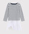 Girl's Long-sleeved Dress MARSHMALLOW white/SMOKING ARGENT BRILLANT