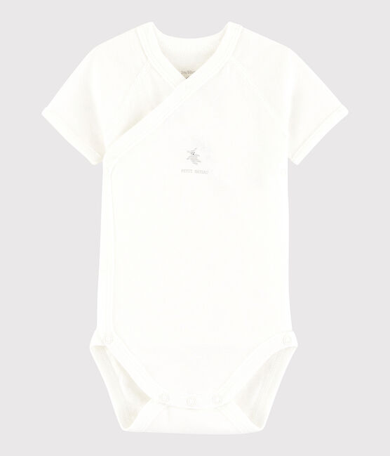 Unisex Babies' Short-Sleeved Wrapover Bodysuit MARSHMALLOW white