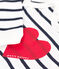 Babies' heart pattern popper-free cotton pyjamas MARSHMALLOW white/SMOKING blue
