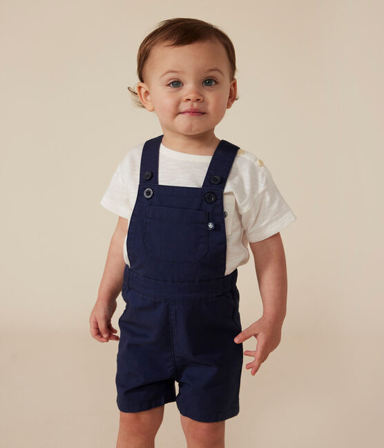 Babies' Serge Dungaree Shorts MEDIEVAL blue