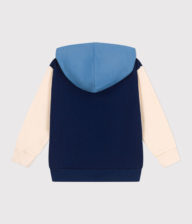 Children's plain cotton hoodie blue/multicolor