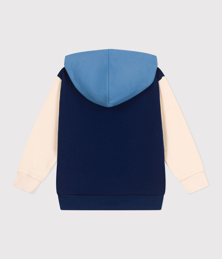 Children's plain cotton hoodie MEDIEVAL blue/MULTICO white