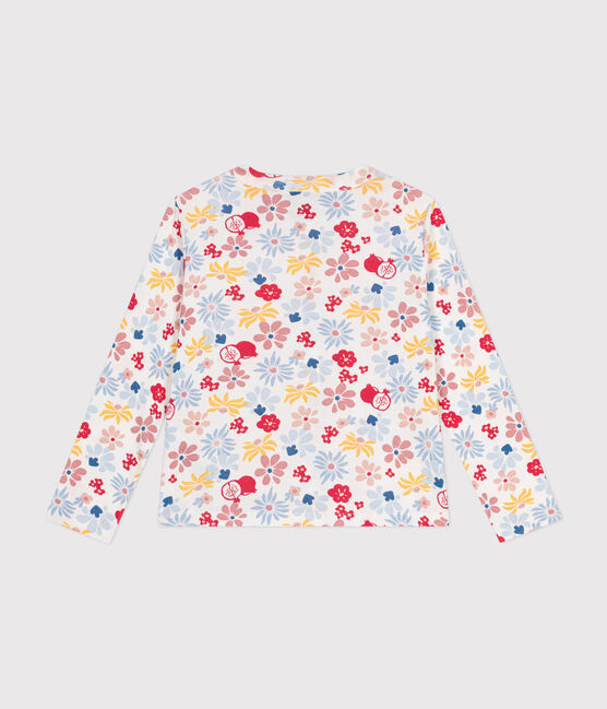Girls' cotton cardigan MARSHMALLOW white/MULTICO white