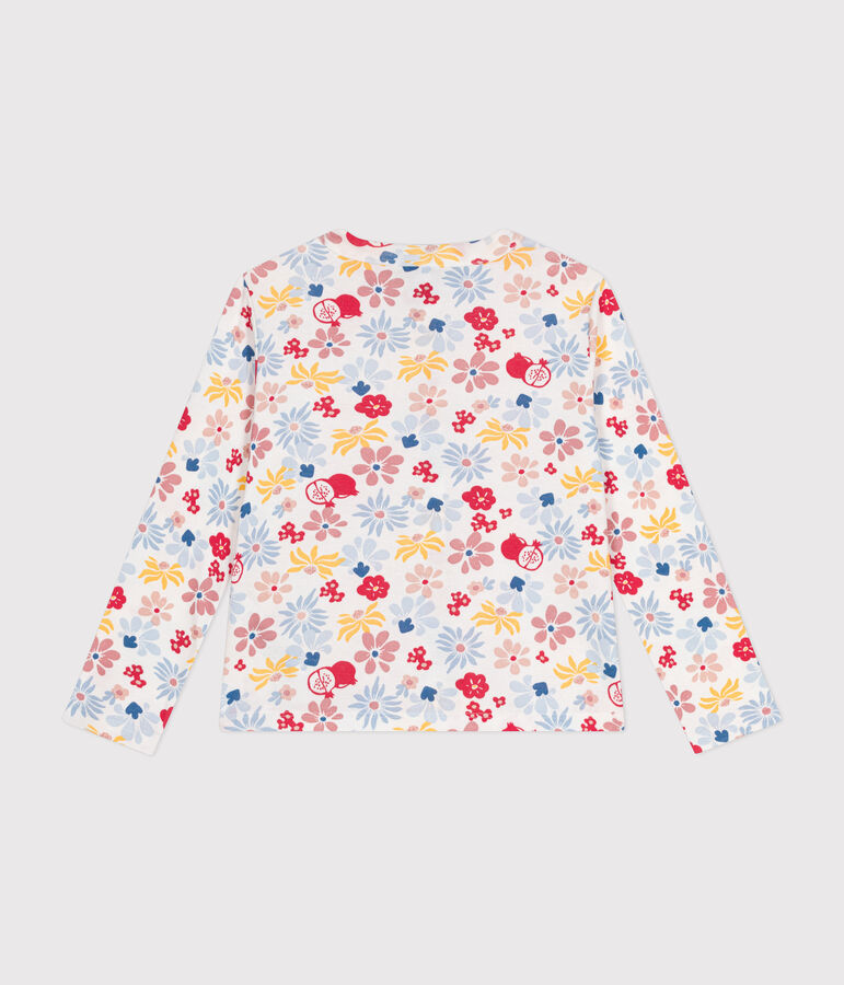 Girls' cotton cardigan white/multicolor