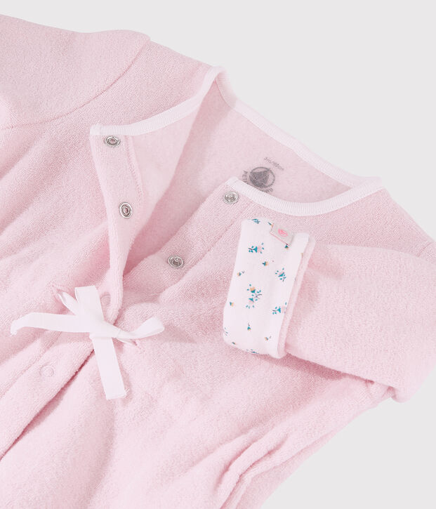 Babies' Long Pink Brushed Terry Jumpsuit JOLI
